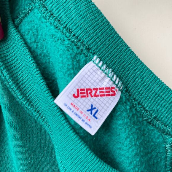 Vintage Jerzees Crewneck Sweatshirt XL Teal Made in USA Blank 80s 90s Y2K - Picture 2 of 8